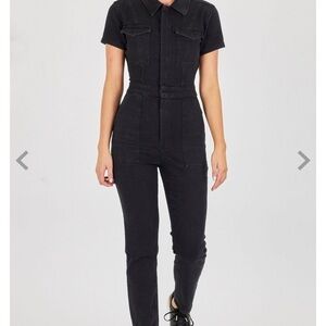 Good American fit for success black washed denim jumpsuit